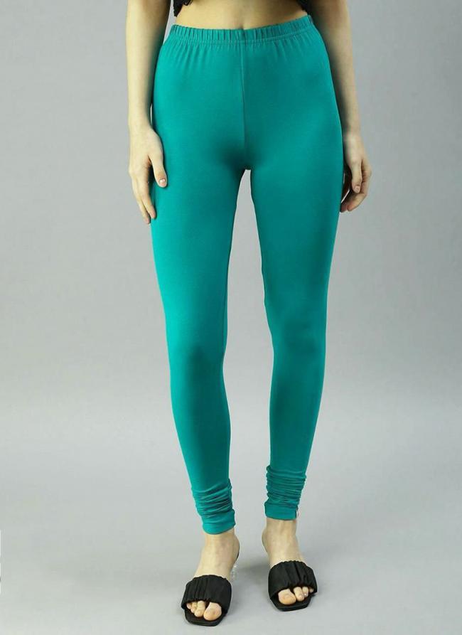 Lycra Cotton Sky Blue Casual Wear Plain Leggings